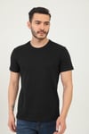 Erkek Bisiklet Yaka Regular Fit Carbon Fırcalı Tisort Siyah