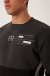 Erkek Çift Renk Sweatshirt Siyah