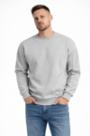 Erkek Gri 3 İplik Şardonlu Kalın Basic Bisiklet Yaka Oversize Sweatshirt