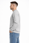 Erkek Gri 3 İplik Şardonlu Kalın Basic Bisiklet Yaka Oversize Sweatshirt