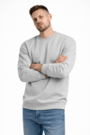 Erkek Gri 3 İplik Şardonlu Kalın Basic Bisiklet Yaka Oversize Sweatshirt