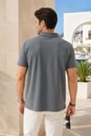 Erkek Gri Polo Yaka Nakışlı Pike T-Shirt