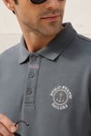 Erkek Gri Polo Yaka Nakışlı Pike T-Shirt