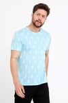 Erkek Jakarlı Basic T-shirt Mavi