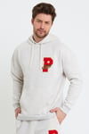 Erkek Kapüşonlu 3 İplik Sweatshirt  Kar Melanj