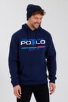 Erkek Kapüşonlu Baskılı 3 İplik Sweatshirt Lacivert