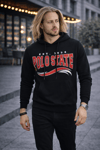 Erkek Kapüşonlu Baskılı Kanguru Cepli 3 İplik Şardonlu Siyah Sweatshirt