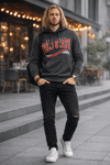 Erkek Kapüşonlu Baskılı Kanguru Cepli 3 İplik Şardonlu Antrasit Sweatshirt
