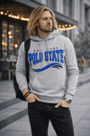 Erkek Kapüşonlu Baskılı Kanguru Cepli 3 İplik Şardonlu Gri Sweatshirt