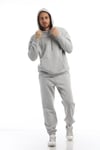 Erkek Kapüşonlu Kanguru Cepli Sweatshirt Gri Melanj