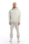Erkek Kapüşonlu Kanguru Cepli Sweatshirt Kar Melanj
