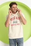 Erkek Kapüşonlu T-Shirt Ekru