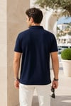 Erkek Lacivert Polo Yaka Nakışlı Pike T-Shirt