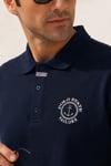 Erkek Lacivert Polo Yaka Nakışlı Pike T-Shirt
