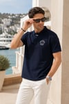 Erkek Lacivert Polo Yaka Nakışlı Pike T-Shirt
