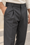 Erkek Likralı Pileli Baggy Fit Pantolon - Antrasit Antrasit