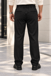 Erkek Likralı Pileli Baggy Fit Pantolon - Siyah Siyah