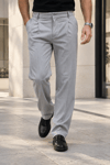 Erkek Likralı Pileli Baggy Fit Pantolon - Gri Gri