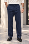 Erkek Likralı Pileli Baggy Fit Pantolon - Lacivert Lacivert