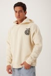 Erkek Oversize Baskılı Sweatshirt Ekru