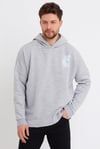 Erkek Oversize Baskılı Sweatshirt Gri Melanj