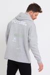 Erkek Oversize Baskılı Sweatshirt Gri Melanj