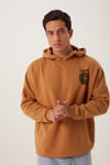 Erkek Oversize Baskılı Sweatshirt Kahverengi