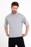 Erkek Oversize Baskılı T-shirt Gri Melanj