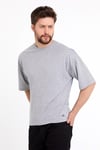 Erkek Oversize Baskılı T-shirt Gri Melanj