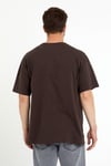 Erkek Oversize Baskılı T-shirt Koyu Kahve