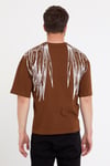Erkek Oversize Baskılı T-shirt Taba