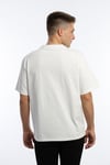Erkek Oversize Fit Göğüs Baskılı Basic Tişört Beyaz