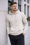 Erkek Oversize Kapüşonlu Kanguru Cepli 3 İplik İçi Polarlı Kar Melanj Sweatshirt