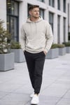 Erkek Oversize Kapüşonlu Kanguru Cepli 3 İplik İçi Polarlı Kar Melanj Sweatshirt