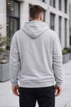 Erkek Oversize Kapüşonlu Kanguru Cepli 3 İplik İçi Polarlı Gri Sweatshirt