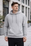 Erkek Oversize Kapüşonlu Kanguru Cepli 3 İplik İçi Polarlı Gri Sweatshirt