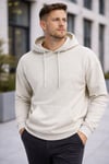 Erkek Oversize Kapüşonlu Kanguru Cepli 3 İplik İçi Polarlı Kar Melanj Sweatshirt