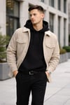 Erkek Oversize Kapüşonlu Kanguru Cepli 3 İplik İçi Polarlı Siyah Sweatshirt