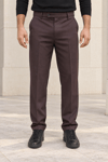 Erkek Pamuklu Likralı Regular Fit Kumaş Pantolon - Kahverengi Kahverengi