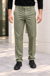 Erkek Pamuklu Likralı Regular Fit Kumaş Pantolon - Haki Haki