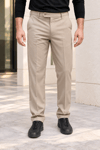 Erkek Pamuklu Likralı Regular Fit Kumaş Pantolon - Bej Bej