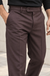 Erkek Pamuklu Likralı Regular Fit Kumaş Pantolon - Kahverengi Kahverengi