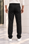 Erkek Pamuklu Likralı Regular Fit Kumaş Pantolon - Siyah Siyah
