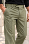 Erkek Pamuklu Likralı Regular Fit Kumaş Pantolon - Haki Haki