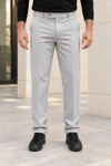 Erkek Pamuklu Likralı Regular Fit Kumaş Pantolon - Gri Gri