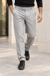 Erkek Pamuklu Likralı Regular Fit Kumaş Pantolon - Gri Gri