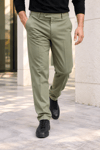 Erkek Pamuklu Likralı Regular Fit Kumaş Pantolon - Haki Haki
