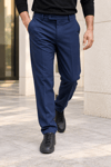 Erkek Pamuklu Likralı Regular Fit Kumaş Pantolon - Lacivert Lacivert