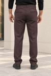Erkek Pamuklu Likralı Regular Fit Kumaş Pantolon - Kahverengi Kahverengi
