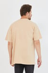 Erkek Parça Boya Baskılı Oversize Basic T-shirt  Bej